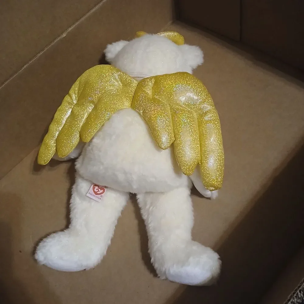 NEW Ty Vintage HALO ll BUDDY Angel Bear White Glitter Fur Toy Stuffed Animal